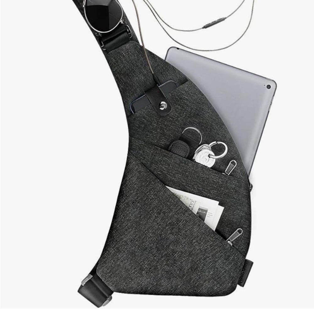 Left shoulder travel sling anti theft crossbody bag security